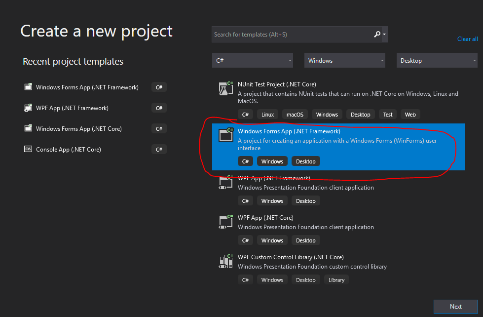 Create and configure a new project - Visual Studio (Windows)