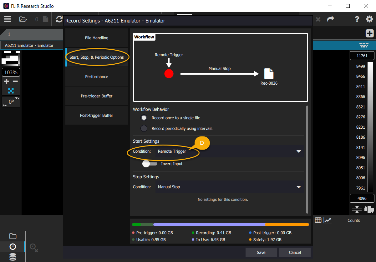 FLIR Research Studio - PC recording with Remote trigger